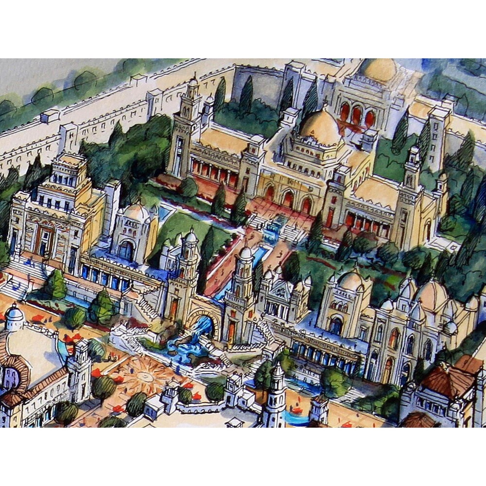 Ancient Temple Watercolor Art Print, Signed Limited Edition of 50 Giclée, 12x16